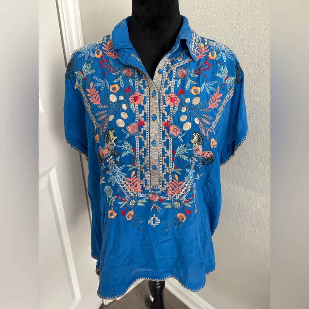 Johnny Was Masquerade Embroidered Patchwork-Print… - image 2